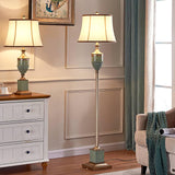 Art Deco Fluted Resin Table Lamp with Fabric Shade for Elegant Home Decor