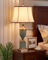 Art Deco Fluted Resin Table Lamp with Fabric Shade for Elegant Home Decor