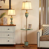 Art Deco Fluted Resin Table Lamp with Fabric Shade for Elegant Home Decor