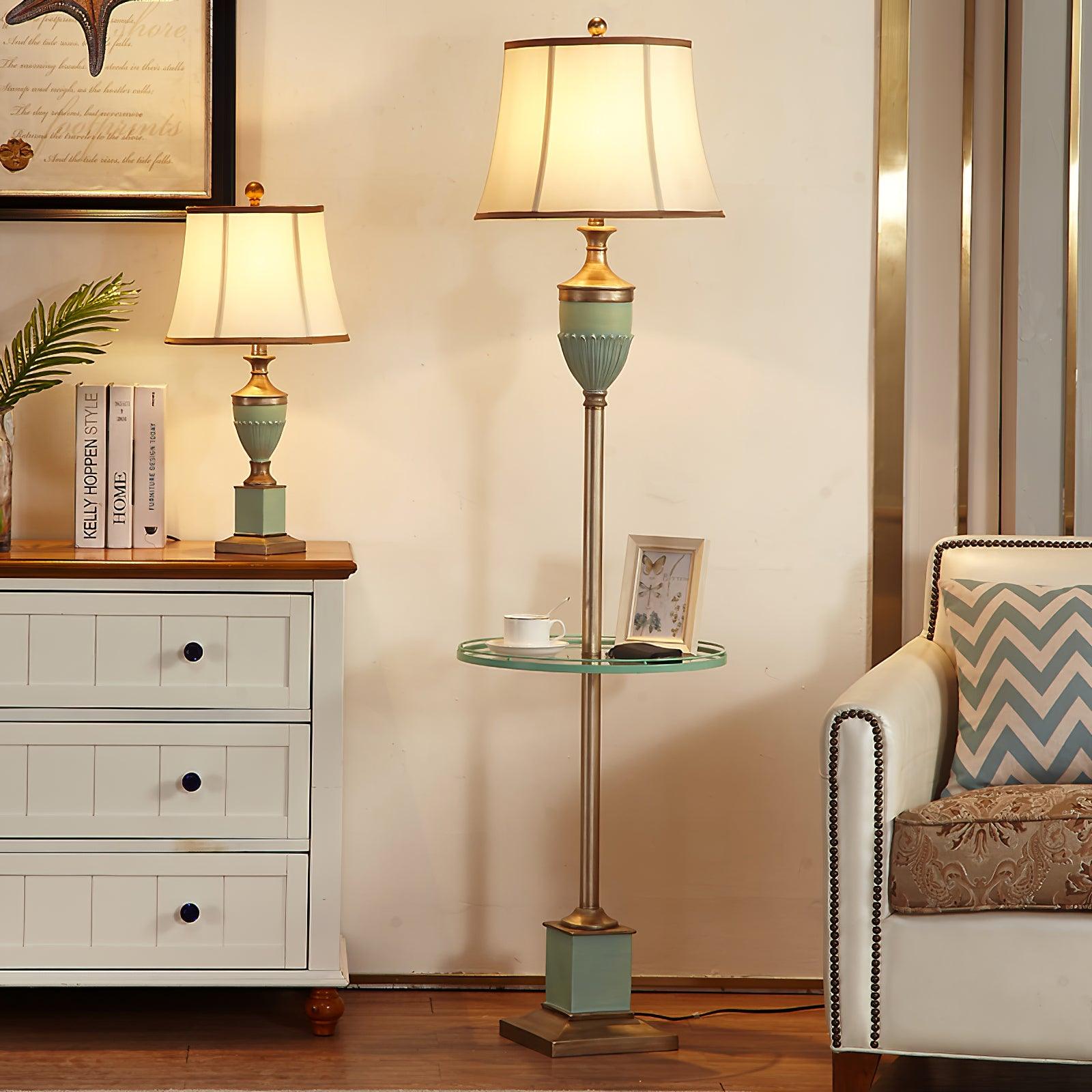 Art Deco Fluted Resin Table Lamp with Fabric Shade for Elegant Home Decor