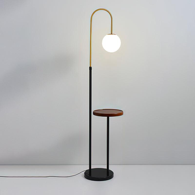 Modern Glass Bubble Floor Lamp with Marble and Wood Base for Living Room Bedroom Lighting