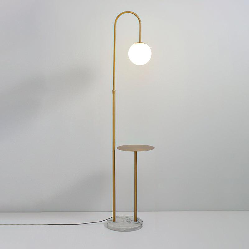 Modern Glass Bubble Floor Lamp with Marble and Wood Base for Living Room Bedroom Lighting