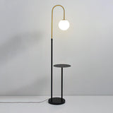 Modern Glass Bubble Floor Lamp with Marble and Wood Base for Living Room Bedroom Lighting
