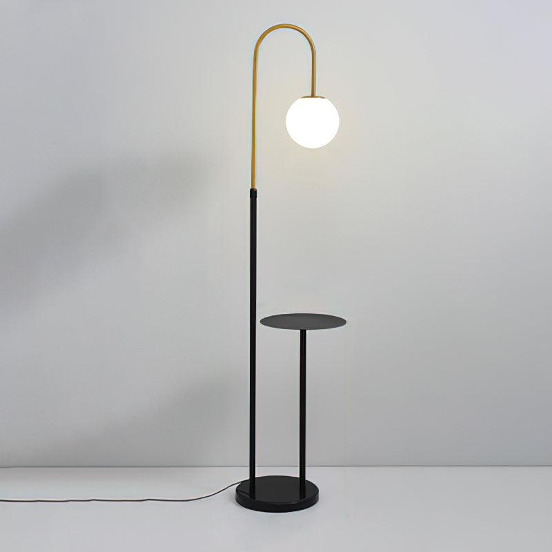 Modern Glass Bubble Floor Lamp with Marble and Wood Base for Living Room Bedroom Lighting