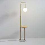 Modern Glass Bubble Floor Lamp with Marble and Wood Base for Living Room Bedroom Lighting