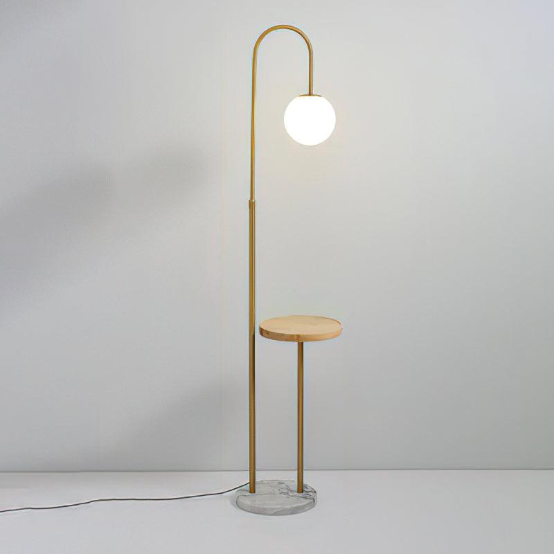 Modern Glass Bubble Floor Lamp with Marble and Wood Base for Living Room Bedroom Lighting