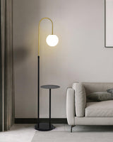 Modern Glass Bubble Floor Lamp with Marble and Wood Base for Living Room Bedroom Lighting