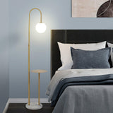 Modern Glass Bubble Floor Lamp with Marble and Wood Base for Living Room Bedroom Lighting