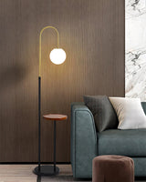 Modern Glass Bubble Floor Lamp with Marble and Wood Base for Living Room Bedroom Lighting