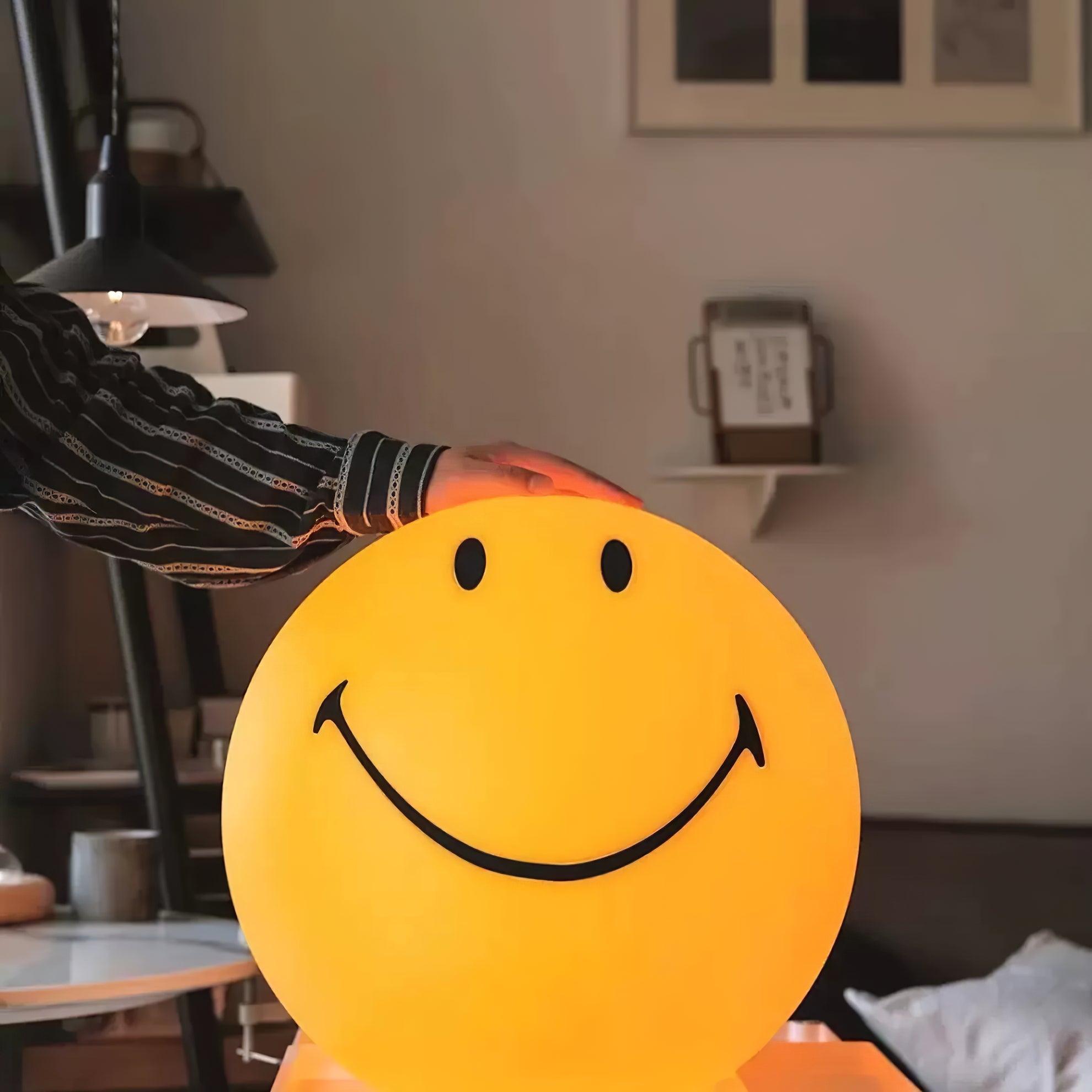 Modern Smiling Face Table Lamp Yellow Decorative LED Night Light for Home Decor