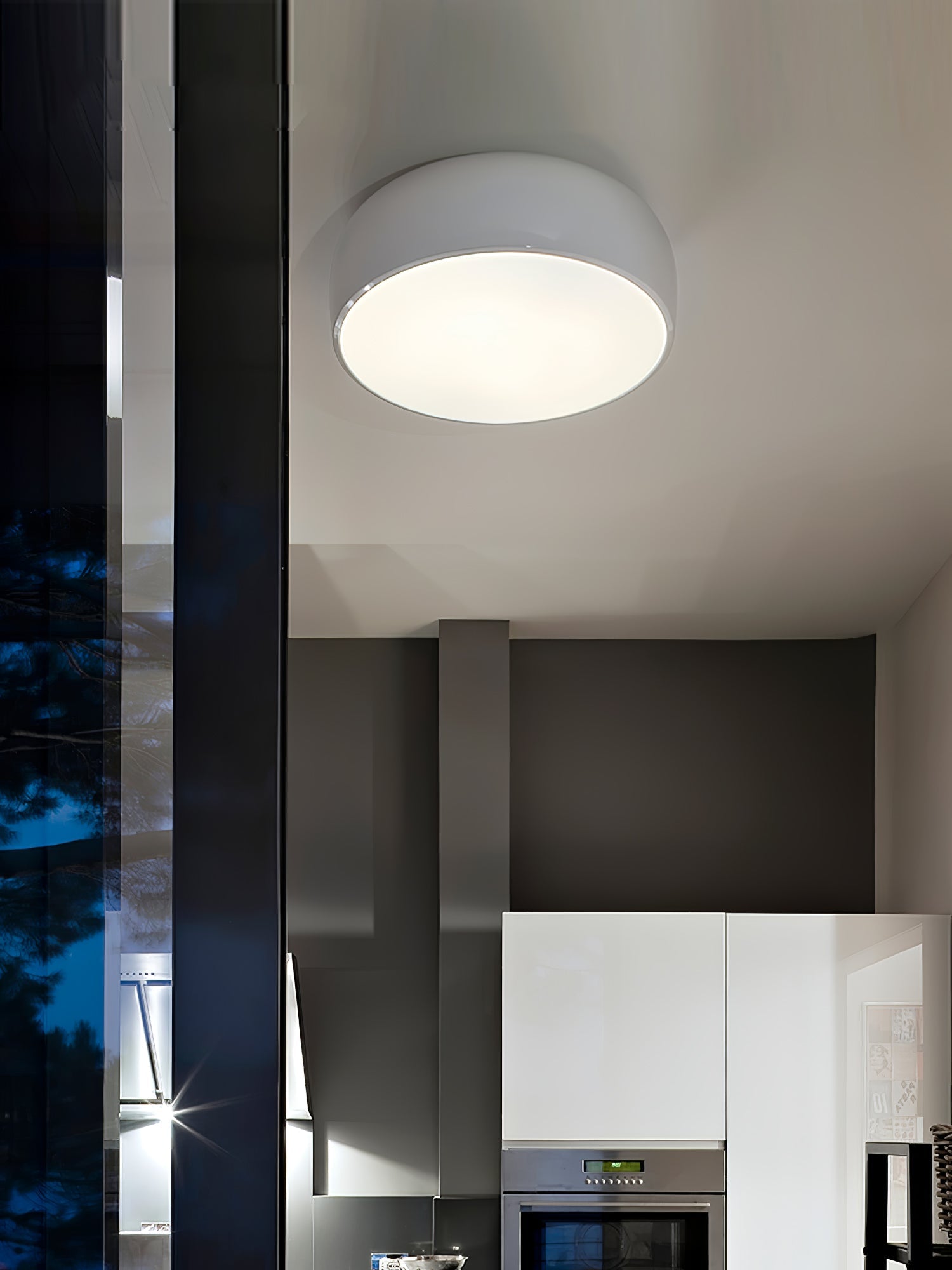 Modern Round Aluminum Flush Mount Ceiling Light for Minimalist Kitchen and Dining Areas
