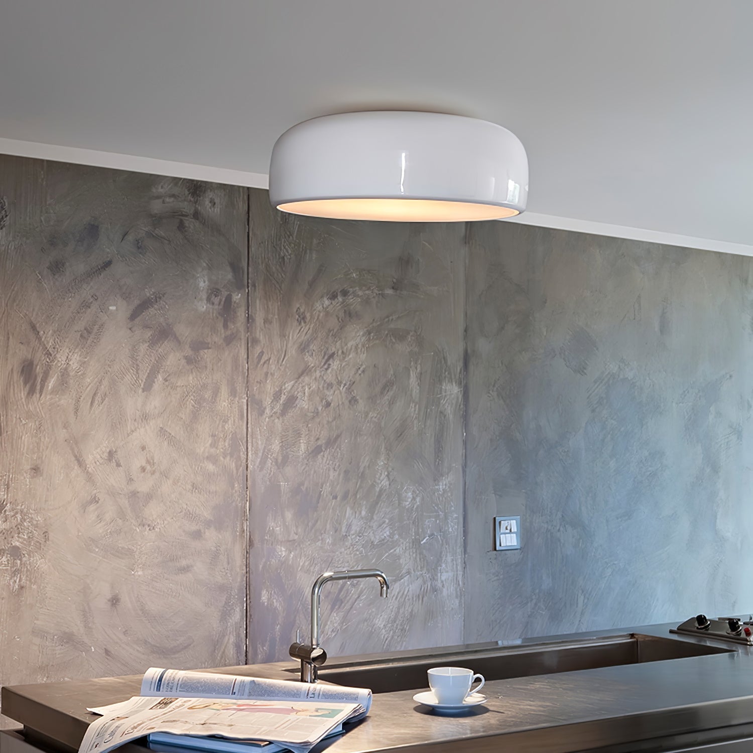 Modern Round Aluminum Flush Mount Ceiling Light for Minimalist Kitchen and Dining Areas
