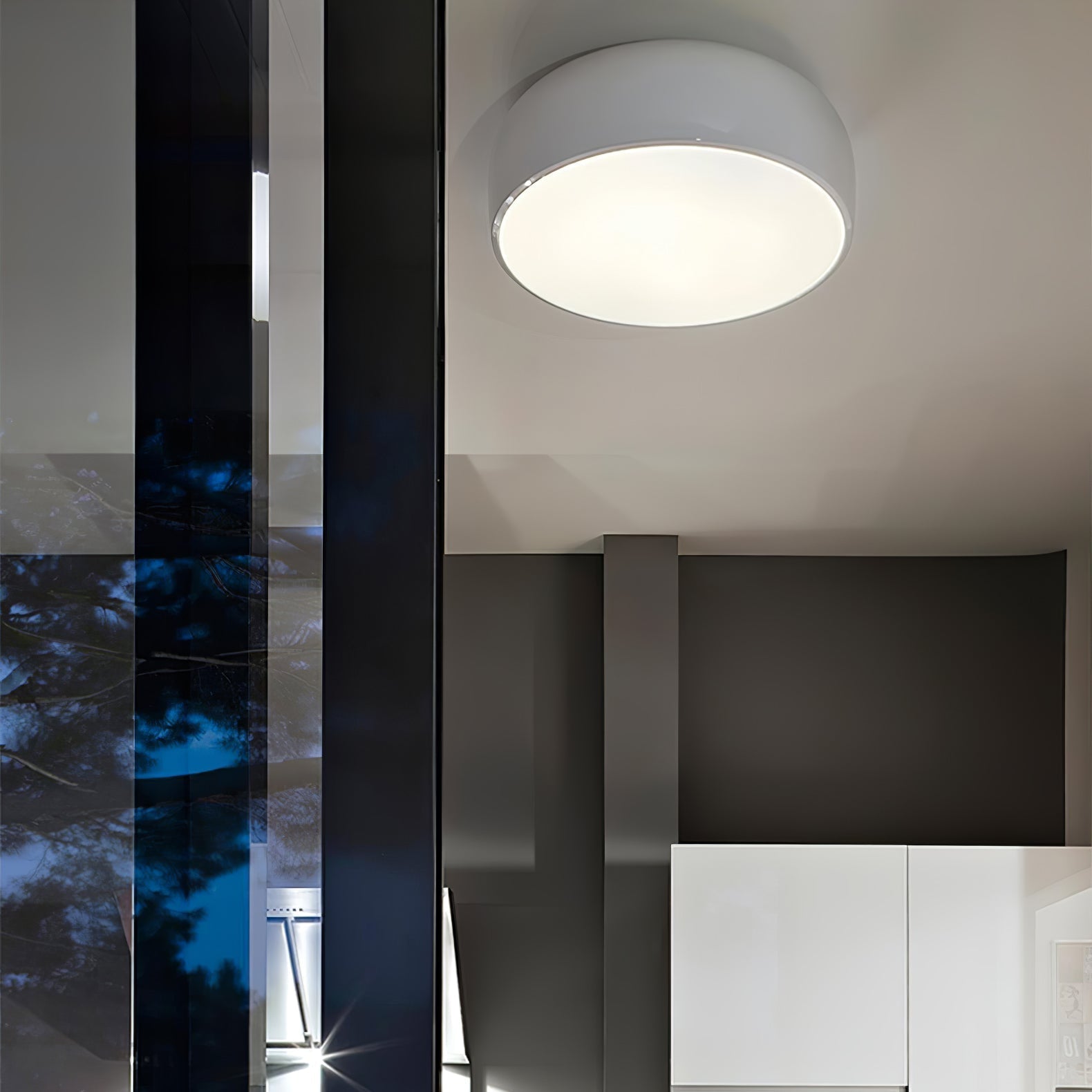 Modern Round Aluminum Flush Mount Ceiling Light for Minimalist Kitchen and Dining Areas