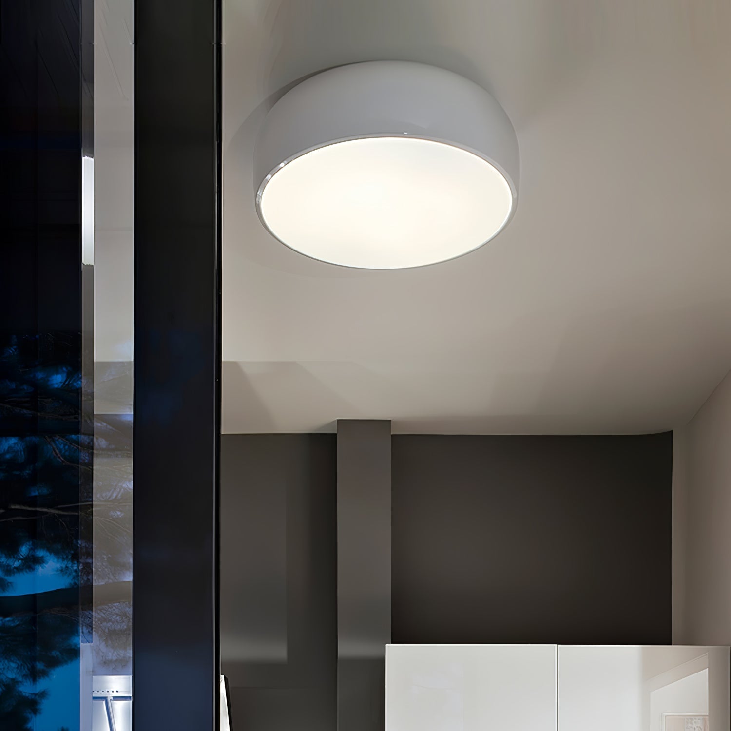 Modern Round Aluminum Flush Mount Ceiling Light for Minimalist Kitchen and Dining Areas