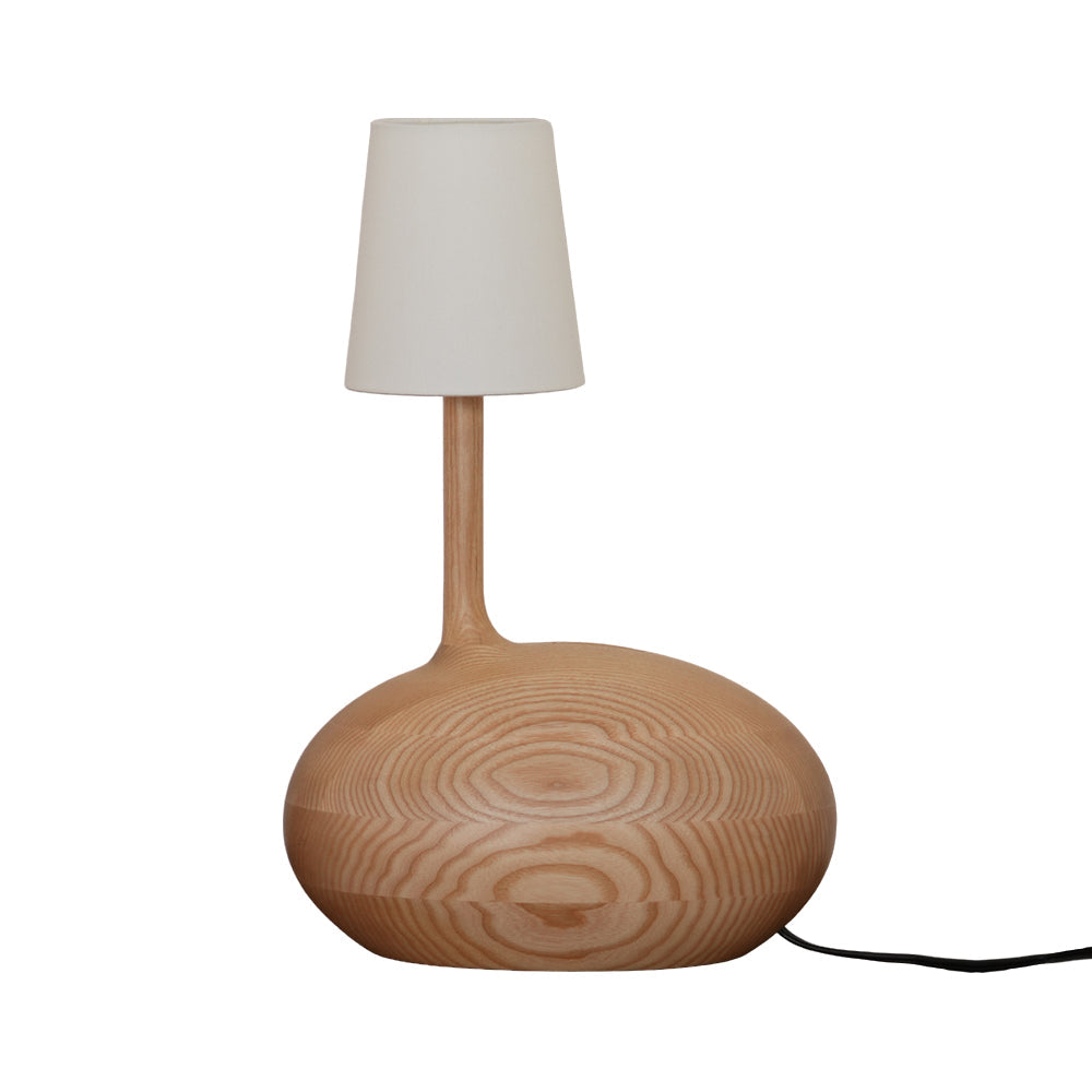 Modern Snail Design Wood Table Lamp with Round Base and White Fabric Shade for Bedroom