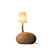 Modern Snail Design Wood Table Lamp with Round Base and White Fabric Shade for Bedroom
