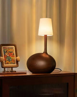 Modern Snail Design Wood Table Lamp with Round Base and White Fabric Shade for Bedroom