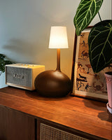 Modern Snail Design Wood Table Lamp with Round Base and White Fabric Shade for Bedroom