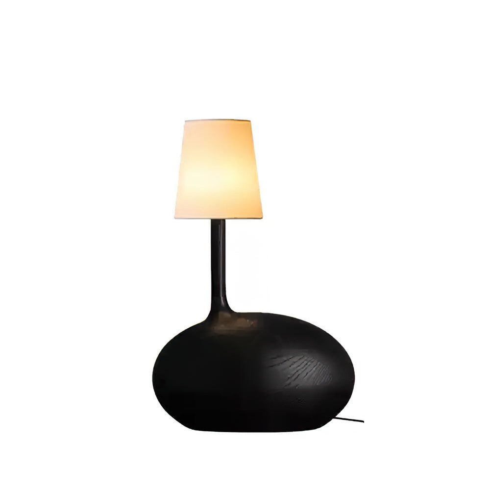 Modern Snail Design Wood Table Lamp with Round Base and White Fabric Shade for Bedroom