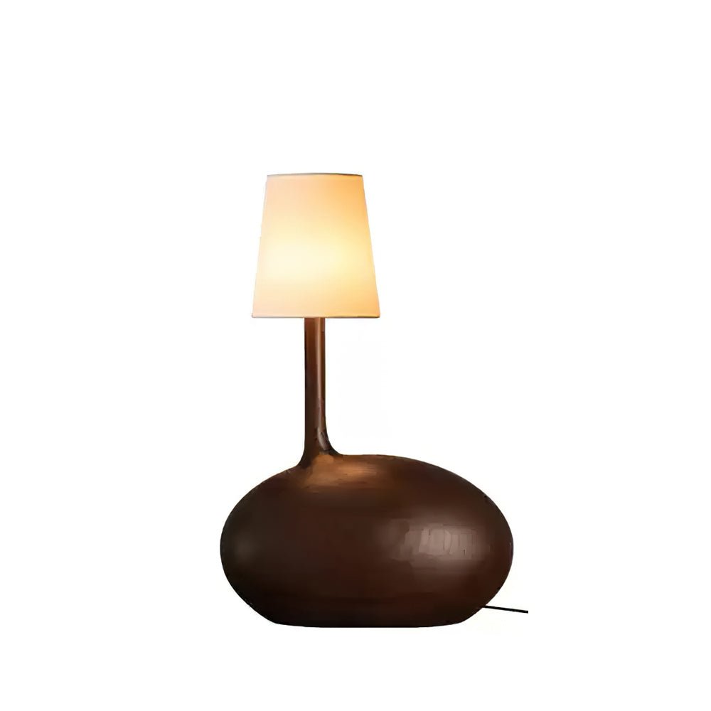Modern Snail Design Wood Table Lamp with Round Base and White Fabric Shade for Bedroom