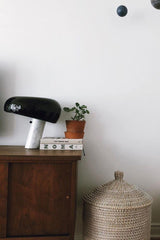 Modern Italian White Carrara Marble Table Lamp with Glazed Metal Mushroom Shade