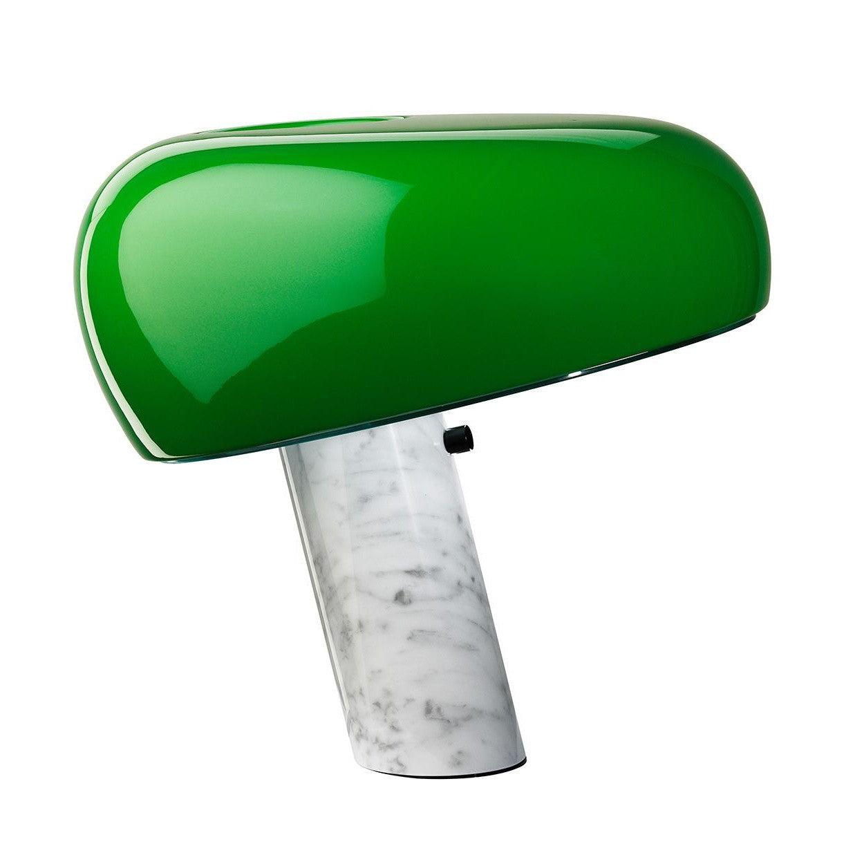 Modern Italian White Carrara Marble Table Lamp with Glazed Metal Mushroom Shade
