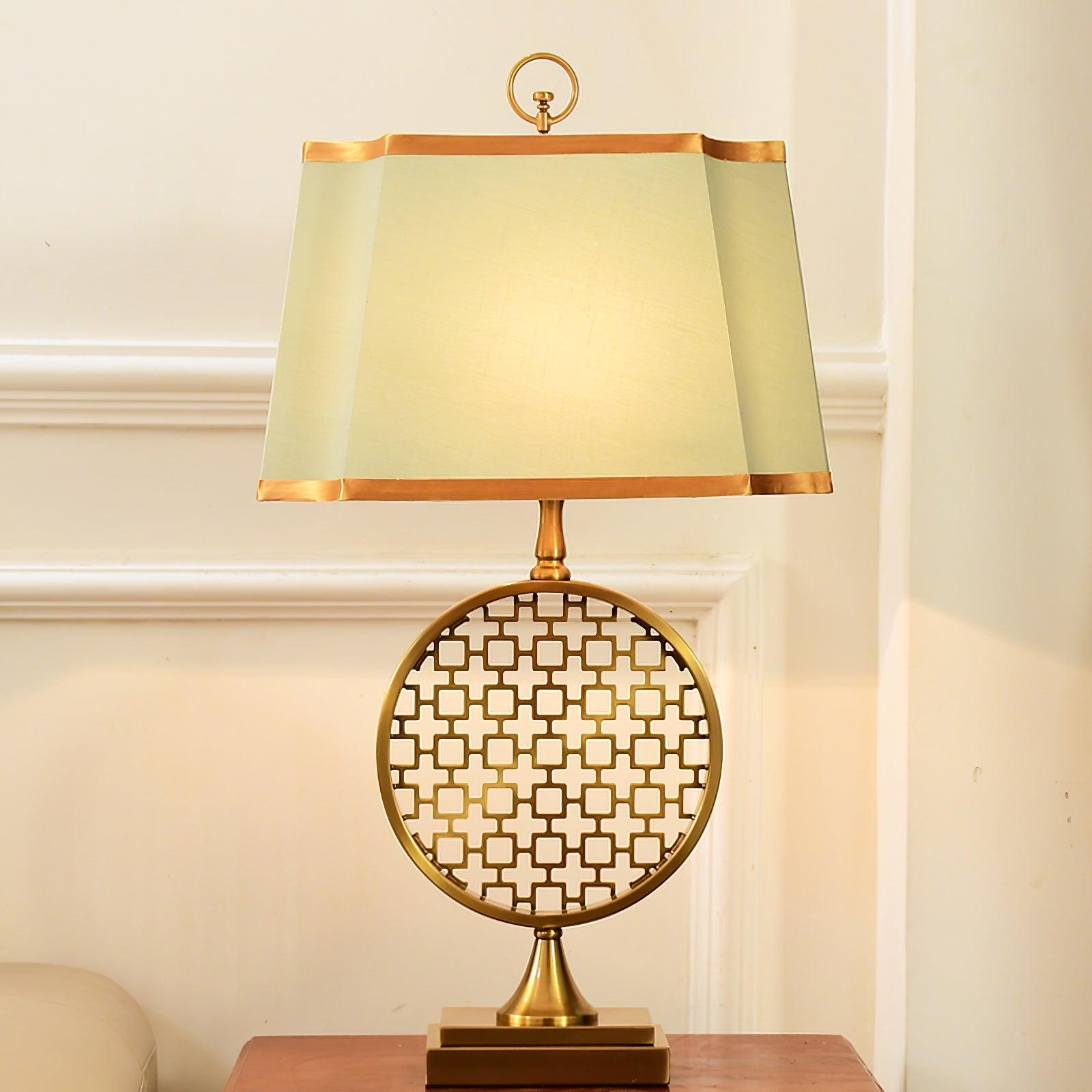 Soho Reading Table Lamp Gold Metal Base Blue Fabric Shade Decorative Lighting