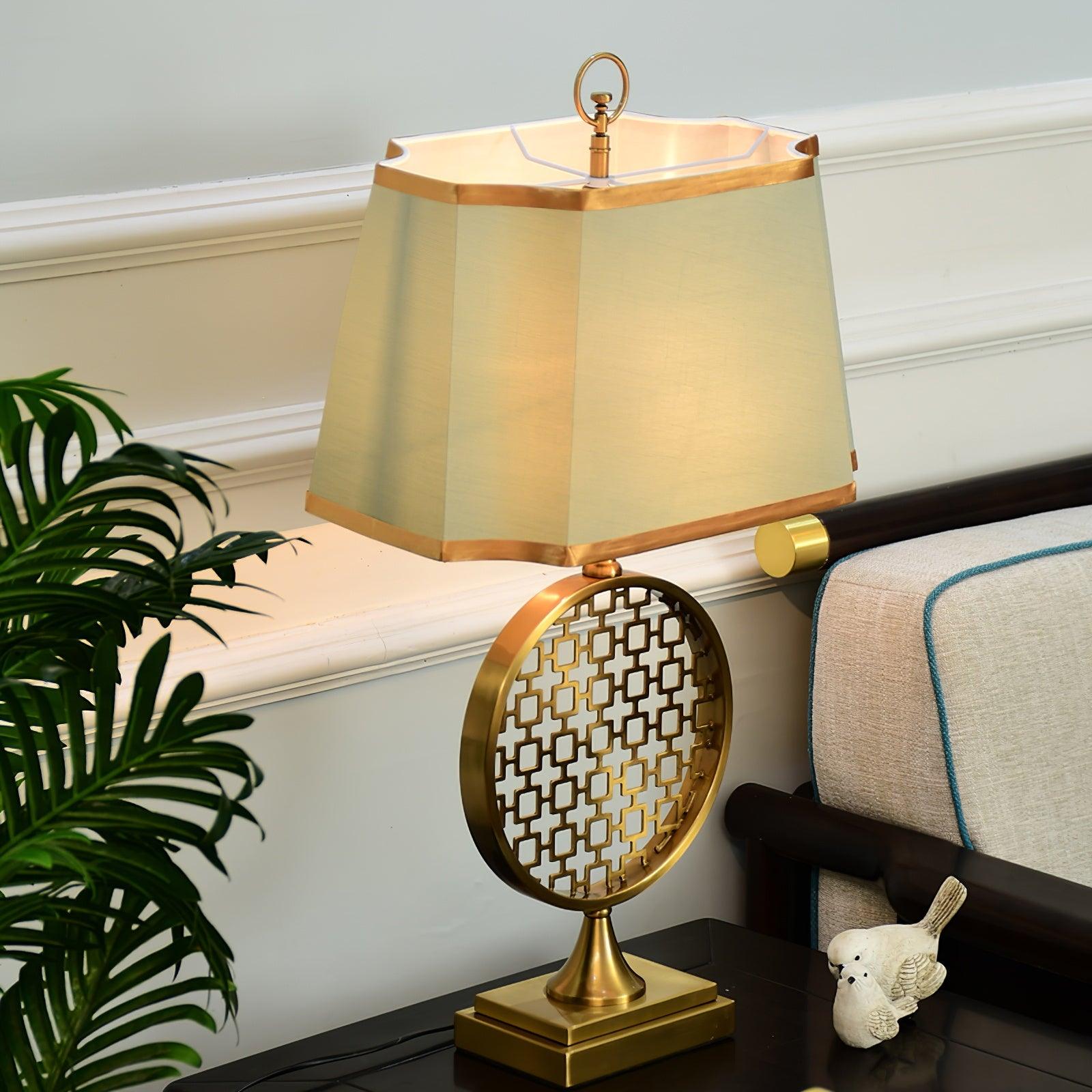 Soho Reading Table Lamp Gold Metal Base Blue Fabric Shade Decorative Lighting