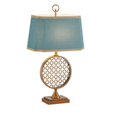 Soho Reading Table Lamp Gold Metal Base Blue Fabric Shade Decorative Lighting