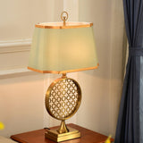 Soho Reading Table Lamp Gold Metal Base Blue Fabric Shade Decorative Lighting