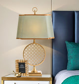 Soho Reading Table Lamp Gold Metal Base Blue Fabric Shade Decorative Lighting