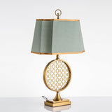Soho Reading Table Lamp Gold Metal Base Blue Fabric Shade Decorative Lighting