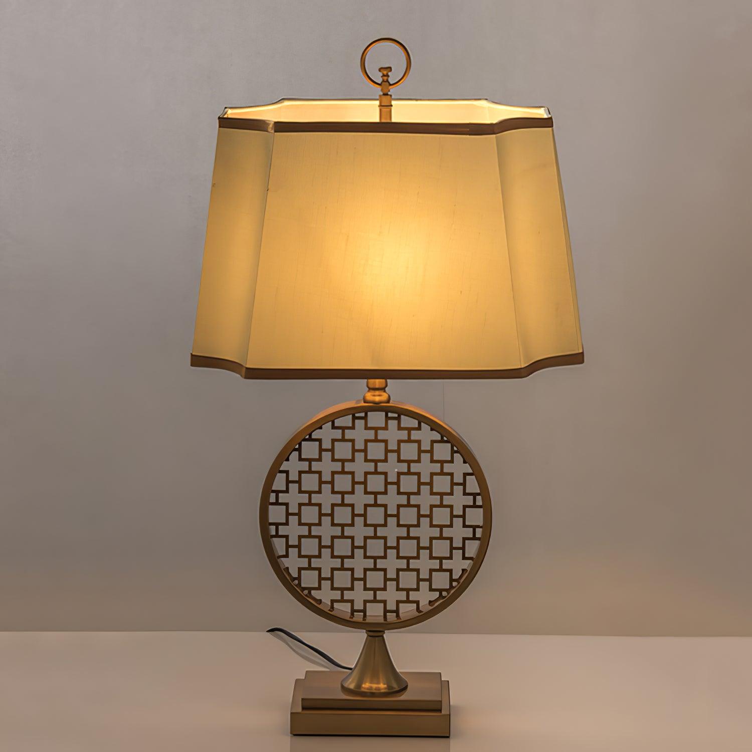 Soho Reading Table Lamp Gold Metal Base Blue Fabric Shade Decorative Lighting
