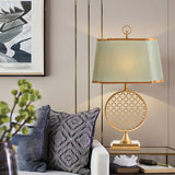 Soho Reading Table Lamp Gold Metal Base Blue Fabric Shade Decorative Lighting