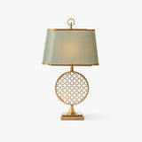 Soho Reading Table Lamp Gold Metal Base Blue Fabric Shade Decorative Lighting