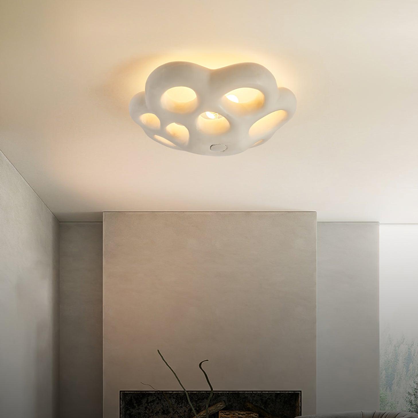 Modern Flower Design Retro Ceiling Lamp White Flush Mount Light for Dining Room Hallway