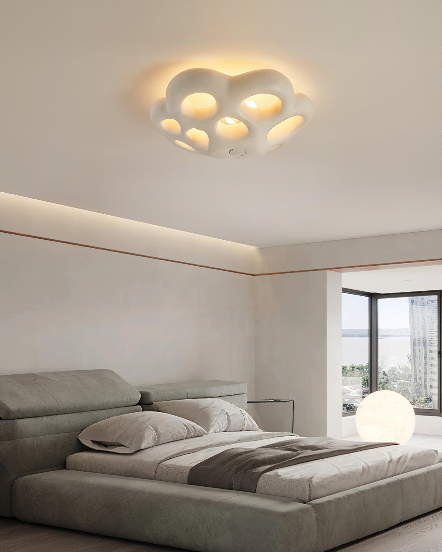 Modern Flower Design Retro Ceiling Lamp White Flush Mount Light for Dining Room Hallway