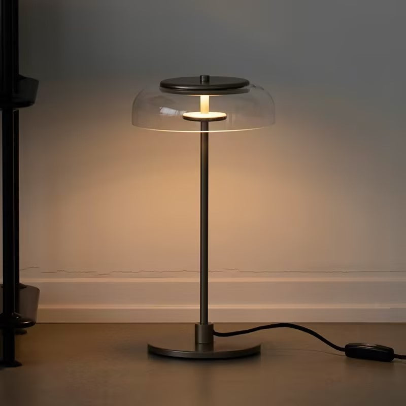 Modern Solara Brass and Glass LED Table Lamp for Living Room and Office