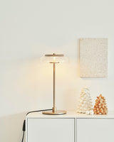 Modern Solara Brass and Glass LED Table Lamp for Living Room and Office