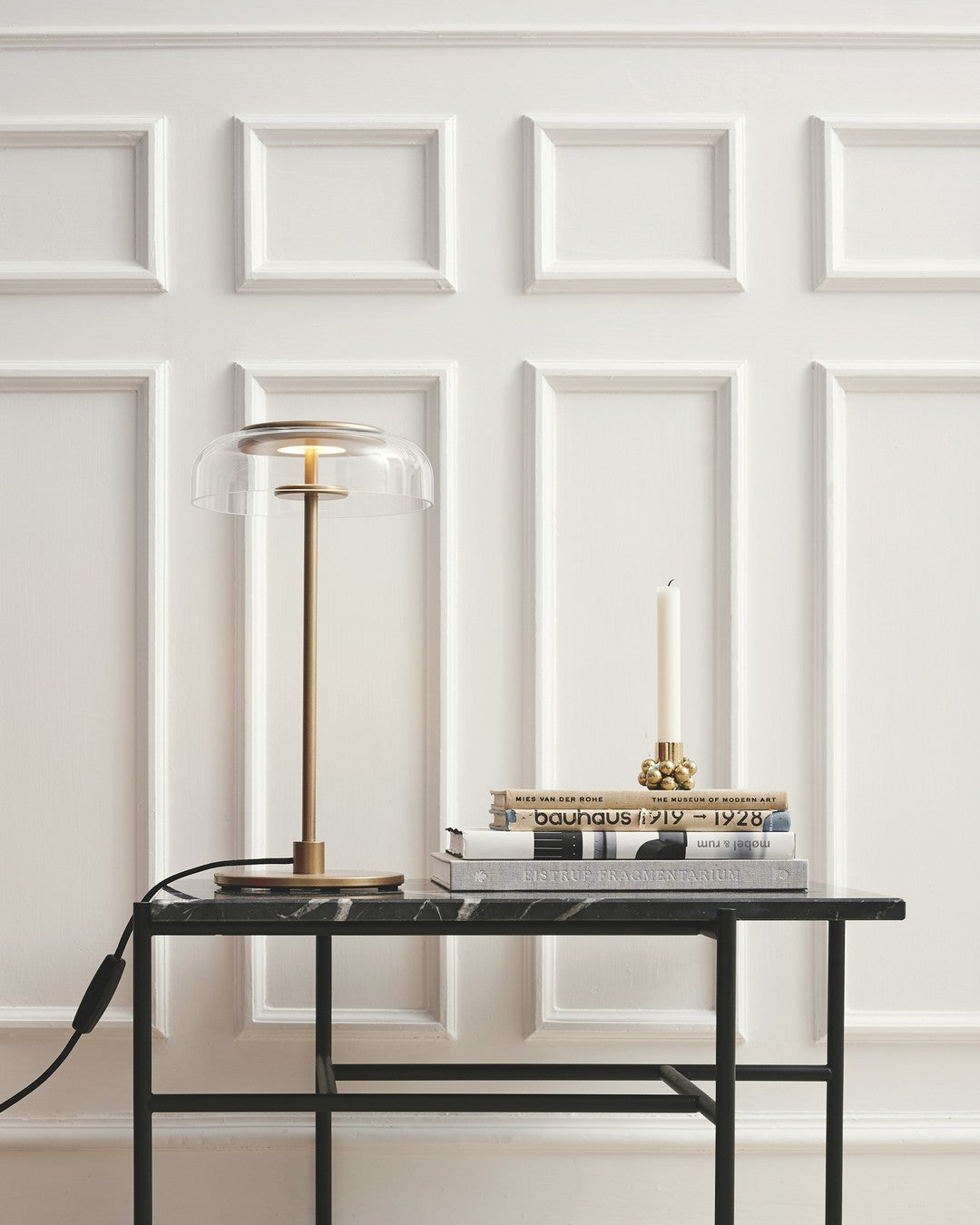 Modern Solara Brass and Glass LED Table Lamp for Living Room and Office