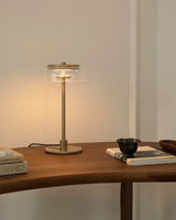 Modern Solara Brass and Glass LED Table Lamp for Living Room and Office