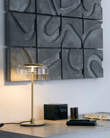 Modern Solara Brass and Glass LED Table Lamp for Living Room and Office