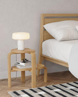 Modern Solid Marble Table Lamp with Hand Blown Glass Shade and Cylindrical Base Accent Lighting