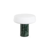 Modern Solid Marble Table Lamp with Hand Blown Glass Shade and Cylindrical Base Accent Lighting