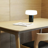 Modern Solid Marble Table Lamp with Hand Blown Glass Shade and Cylindrical Base Accent Lighting