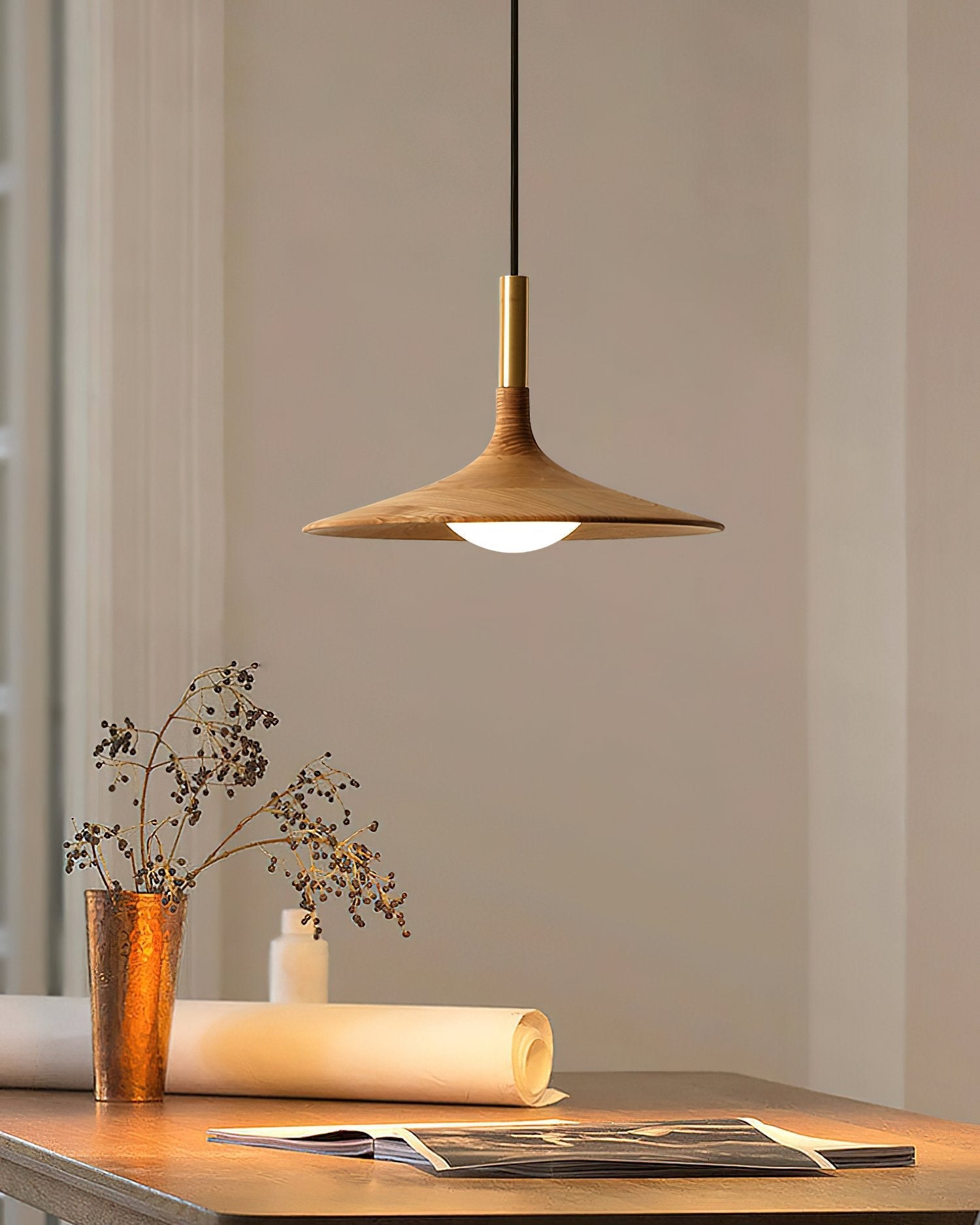 modern-solid-wood-disc-led-pendant-lamp-with-brass-accents-and-three-color-light-modes