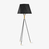 Modern Solitaire Tripod Floor Lamp with Faceted Shade and Brass Tipped Legs