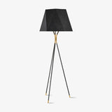 Modern Solitaire Tripod Floor Lamp with Faceted Shade and Brass Tipped Legs