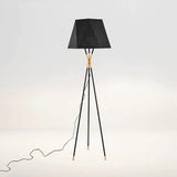Modern Solitaire Tripod Floor Lamp with Faceted Shade and Brass Tipped Legs