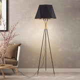 Modern Solitaire Tripod Floor Lamp with Faceted Shade and Brass Tipped Legs